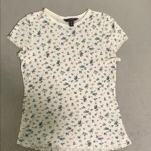 Polo by Ralph Lauren White and Blue Floral Short Sleeve Tee